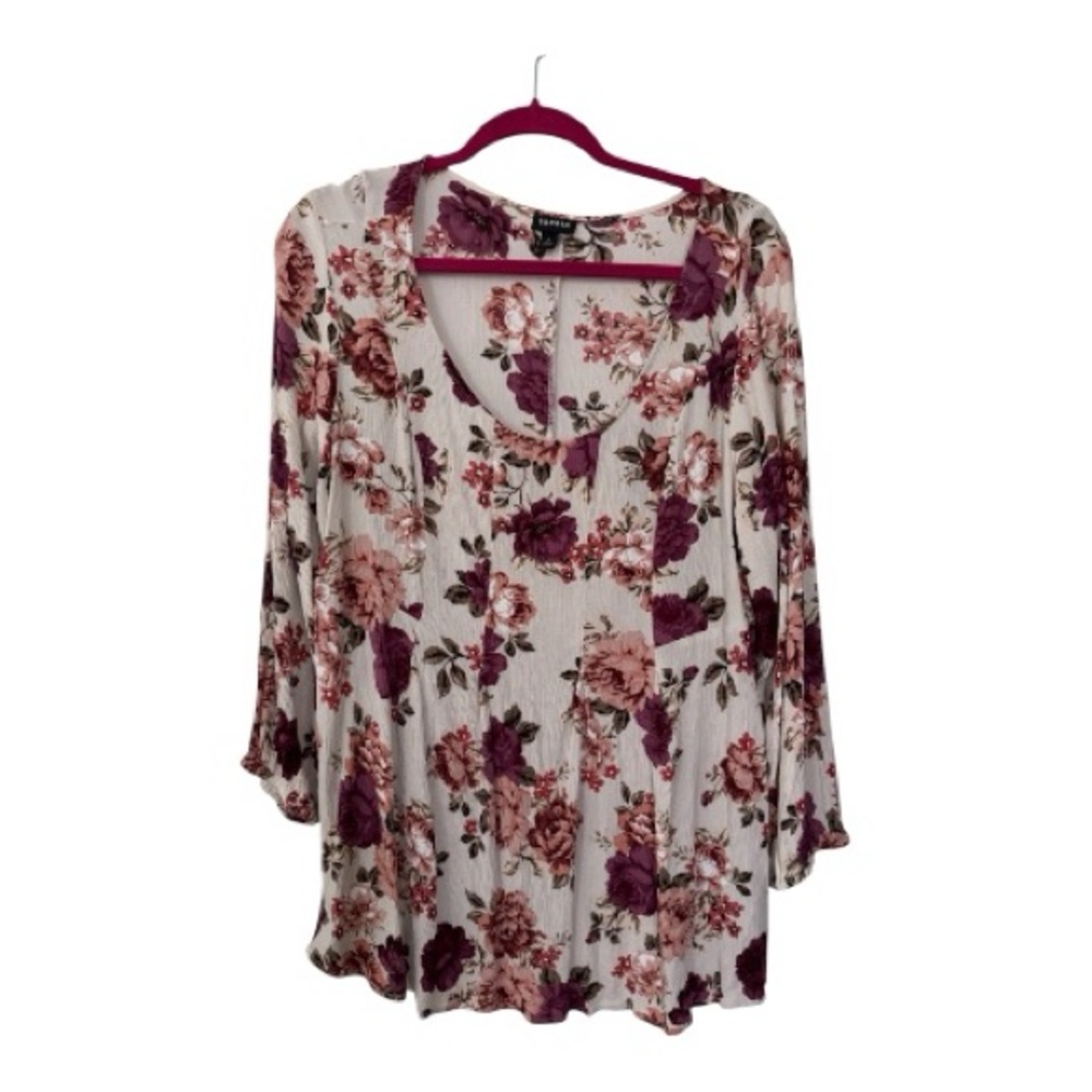 Torrid Floral Blouse in Pink and Cream